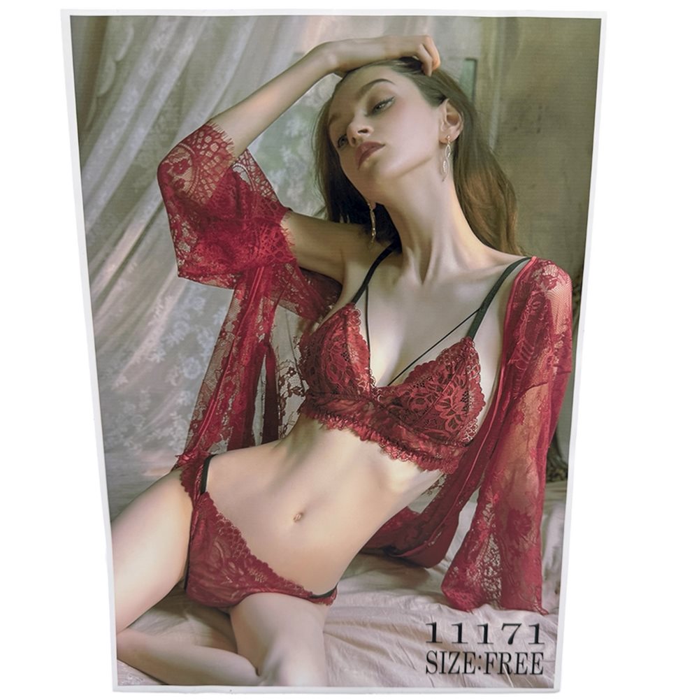 Elegáns Bordó Csipke Hálóköntös Szett,Női szexi fehérnemű,női erotikus fehérnemű