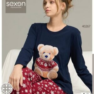 Női Macis Hosszú Ujjú Pizsama