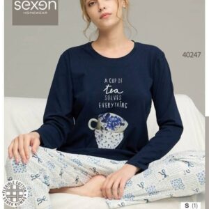 Női Mintás Hosszú Ujjú Pizsama